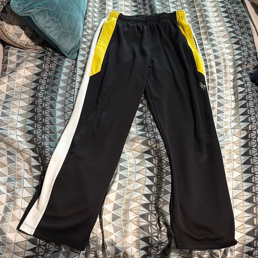 Polo by Ralph Lauren Black and Yellow Sweatpants with Side Stripes